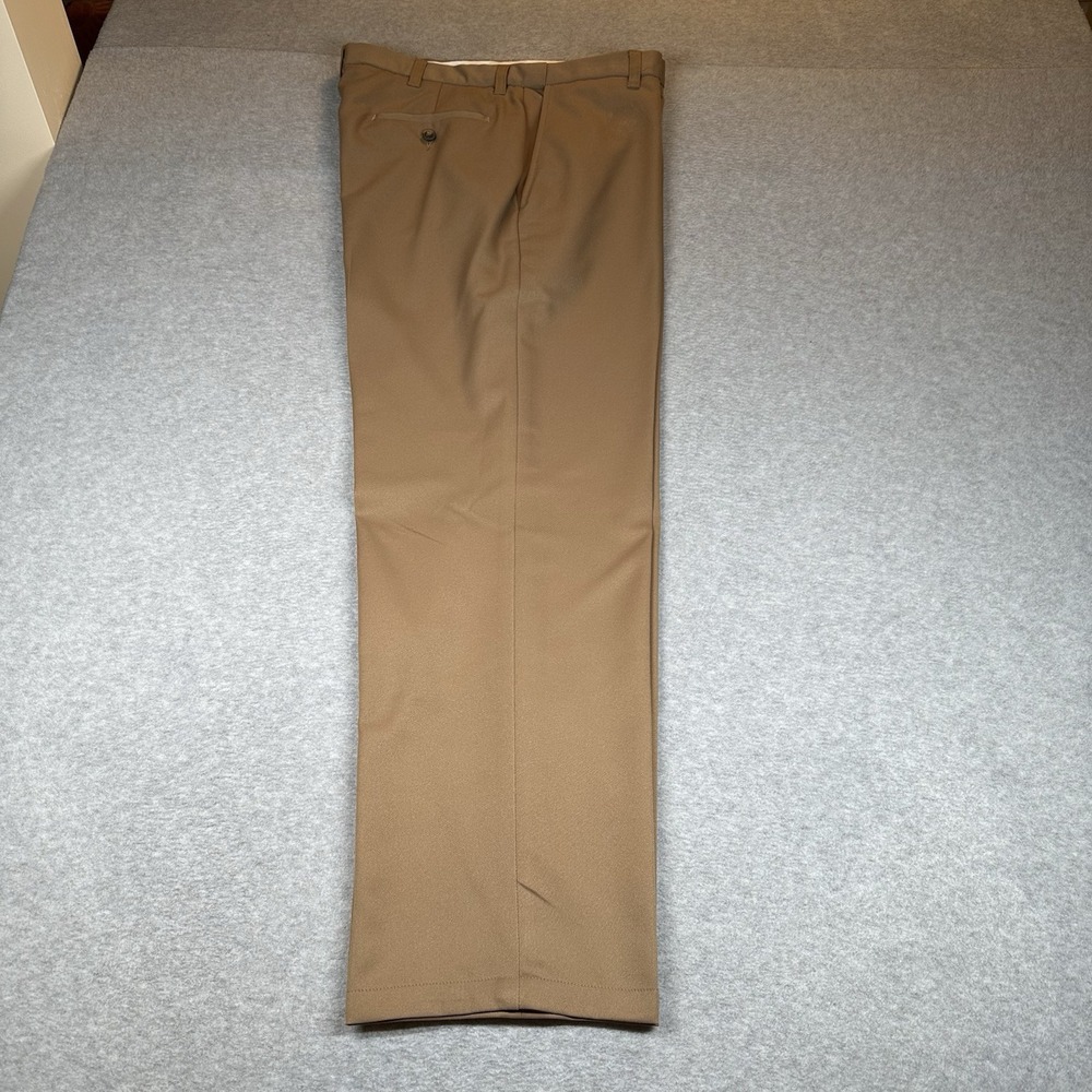 Haggar Dress Pants Mens 36x30 Fits 34x29.5 Brown Wrinkle Resistant Flat Front